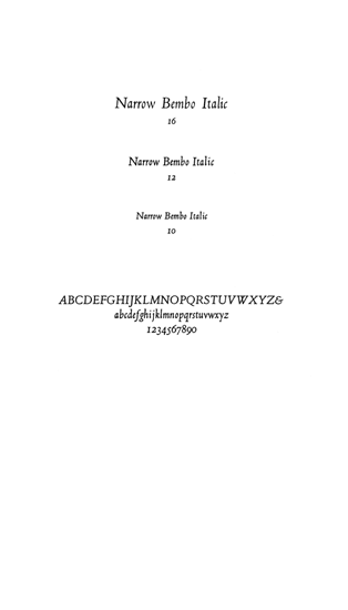 Narrow Bembo Italic