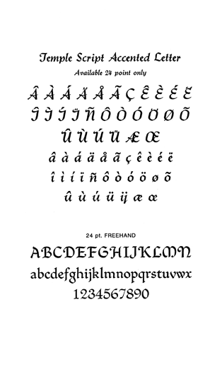 Temple Script Accented Letter Freehand